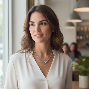 Elegant Silver Necklace with Purple Stone Accent